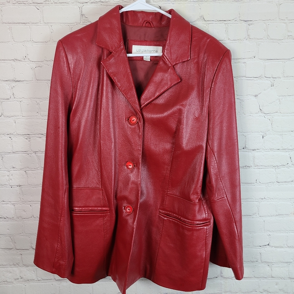 Liz Claiborne red leather jacket size large